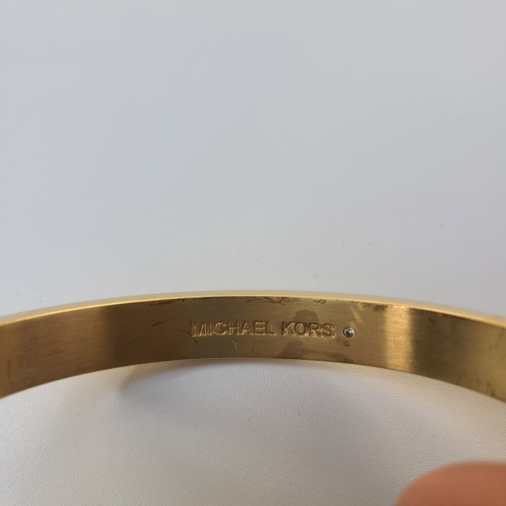 Michael Kors Gold Tone Baguetta Crystal Bangel Bracelet - Picture 4 of 9